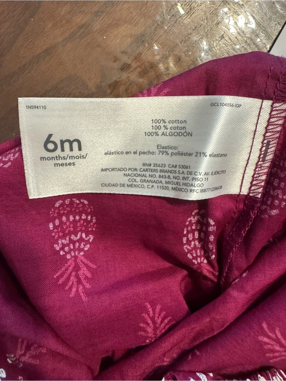 Carter's Magenta Pineapple Print Romper